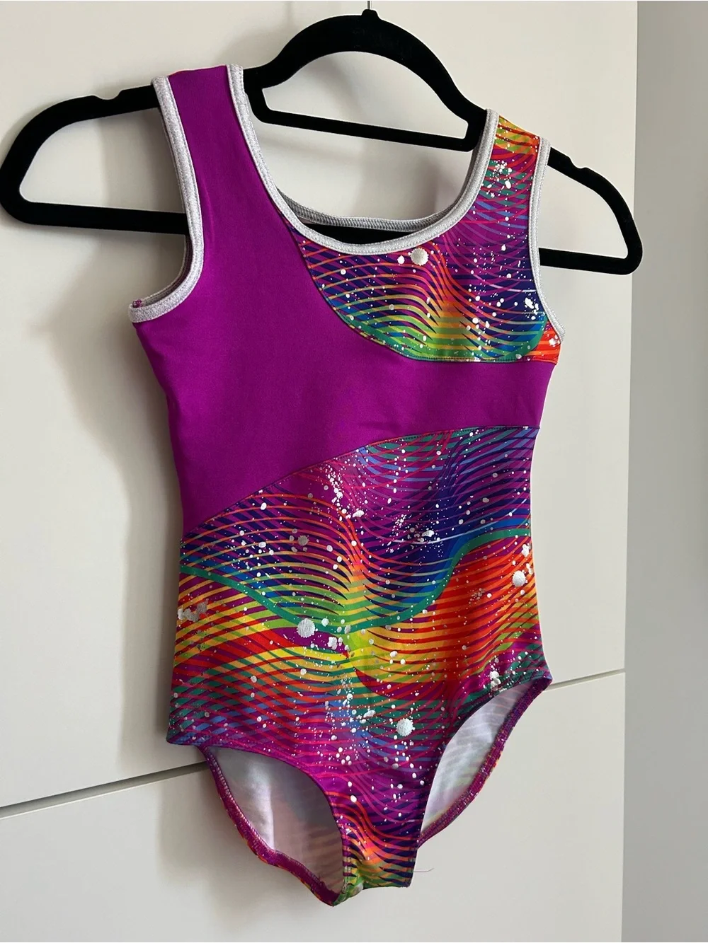 Danskin Now Purple and Multicolor Wave Gymnastics or Dance Leotard